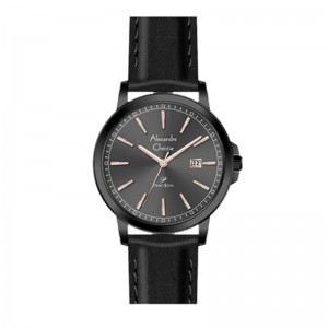 Alexandre Christie AC 1014 Full Black Rosegold Leather Lady LDLIPDGRG